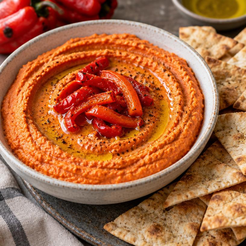 Hummus de pimiento asado
